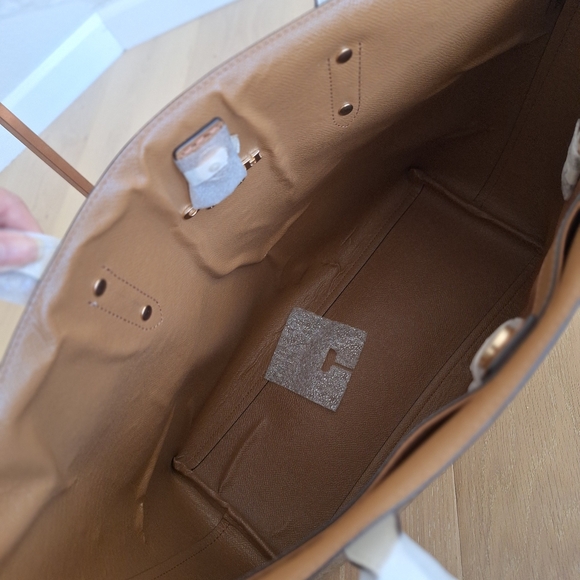 Coach Large Tote Bag Signature Town Leather light khaki Chalk - Picture 6 of 7